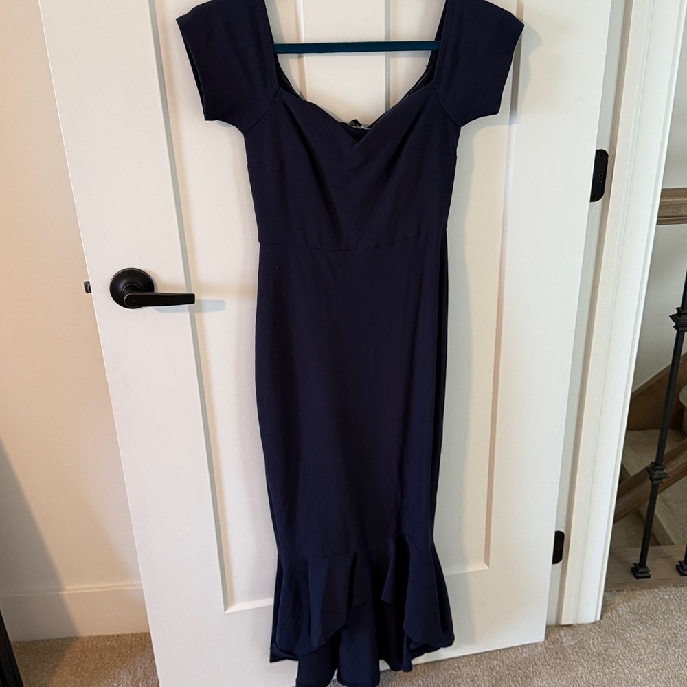 Lulu’s Blue off the shoulder Midi dress